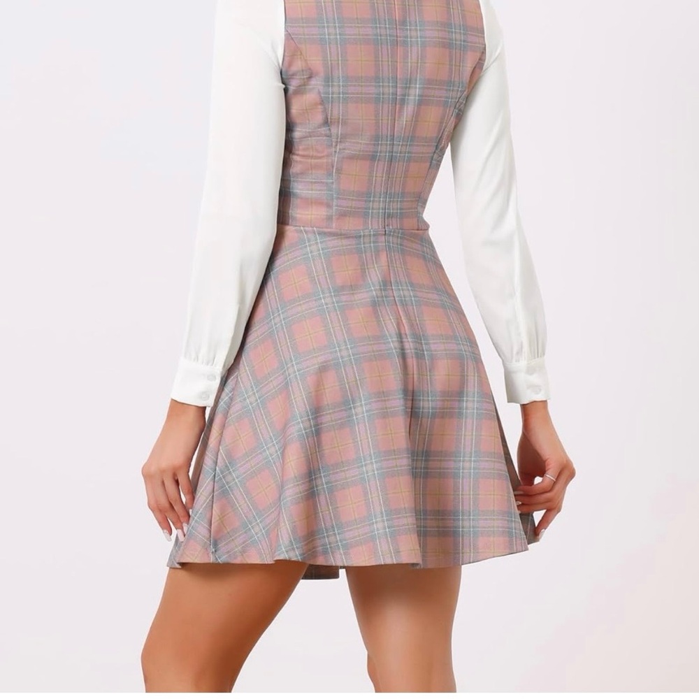 Plaid Pink and Gray Women's Dress